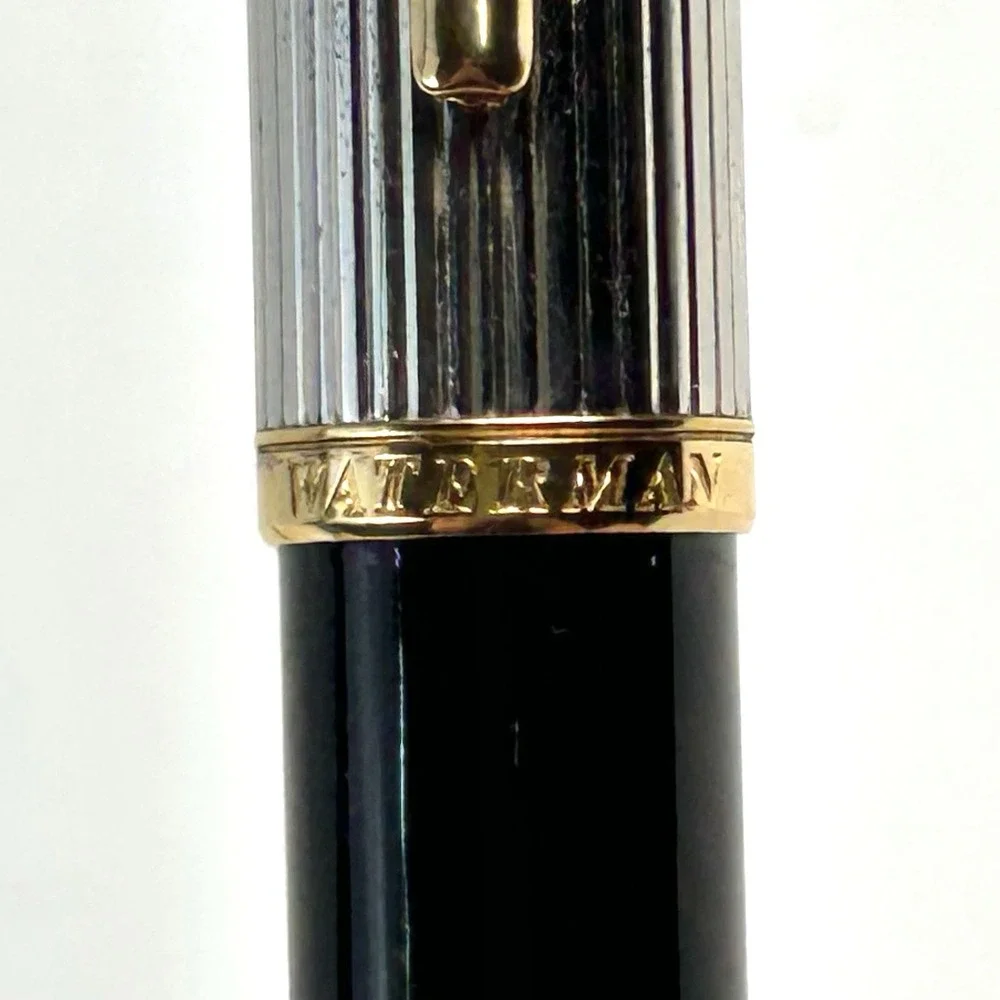 Waterman Carene Deluxe Rollerball Black Lacquer Silver Cap Gold Trim France